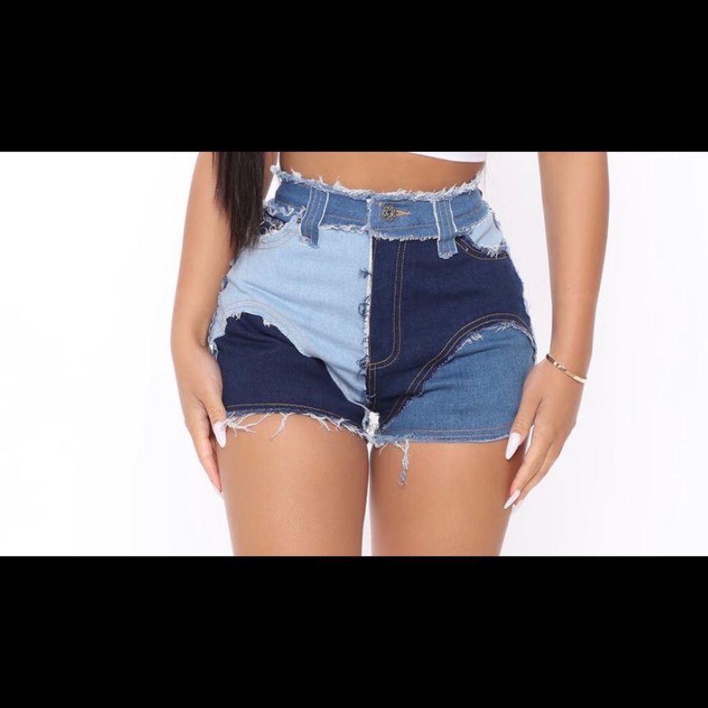 Patchwork Denim Shorts